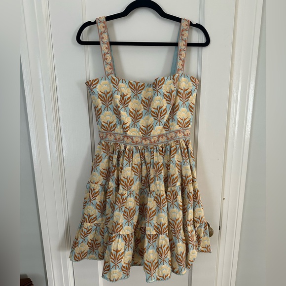 NWT - Agua Bendita Lima Floral-Print Fit-&-Flare Mini Dress - Picture 2 of 7